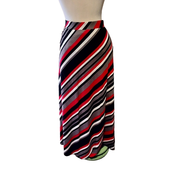Cato Maxi Skirt 1x Striped candy cane Stretch pullon red white black gray - Picture 1 of 2